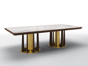 PETRUS - Rectangular table in calacatta marble and canaletto walnut by BRUNO ZAMPA - view 3